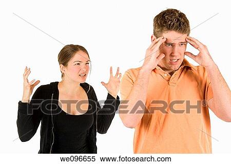 Caucasian couple arguing on a white backgound View Large Photo Image Stock Photography - Caucasian couple arguing on a white backgound. Fotosearch