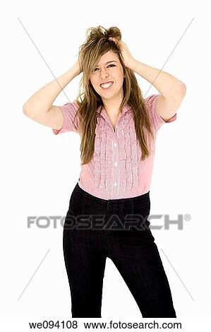 Caucasian teenager looking stressed out on white background View Large Photo Image Stock Photo - Caucasian teenager looking stressed out on white background. Fotosearch