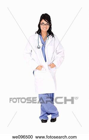 Caucasian woman doctor with stethoscope on white background View Large Photo Image Stock Image - Caucasian woman doctor with stethoscope on white background. Fotosearch