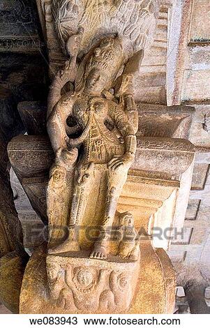 Stock Image - Cave 3-Badami, 578 AD -Cave 3 is the largest and most elaborate at Badami The cave was dedicated in 578 AD by Mangalesha, the brother of King Kirtivarman I 556 - 597. Fotosearch