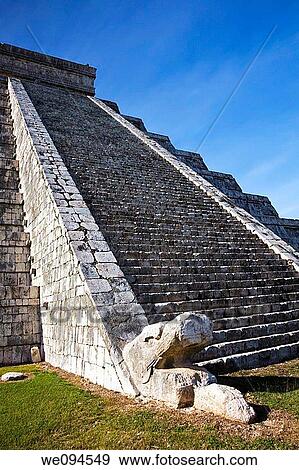 Stock Photo - Chichen Itza The main pyramid El Castillo is also called Temple of Kukulcan The Maya name? Chich? en Itza? means? At the mouth of the well of the Itza? Located in the Yucatan Peninsula of Mexico. Fotosearch