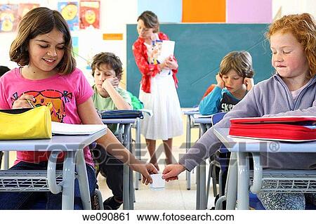 Stock Image - child, classroom, companion. Fotosearch