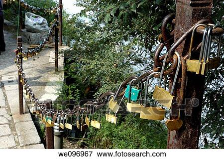 China shaanxi the hua shan sacred mountain situated 120 kms east from xian lockers on a chain left by the pilgrims View Large Photo Image Stock Photo - China shaanxi the hua shan sacred mountain situated 120 kms east from xian lockers on a chain left by the pilgrims. Fotosearch