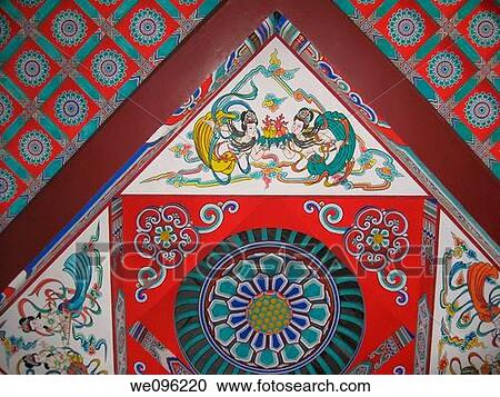 Stock Image - China's shanxi yuncheng famous tourist attractions: the stork, the internal structure of buildings and colour. Fotosearch