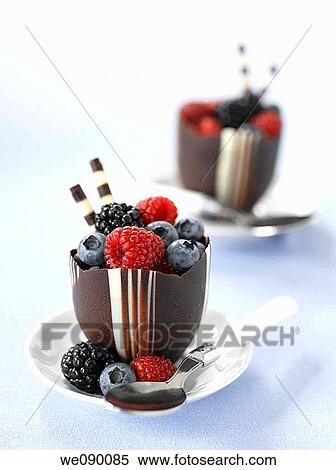Chocolate berry mousse View Large Photo Image Stock Photography - Chocolate berry mousse. Fotosearch