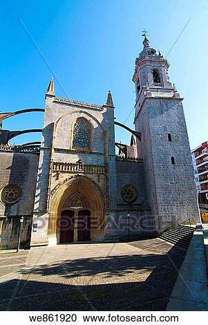 Church of Nuestra Se±ora de la Asuncion (built in Gothic style in the 15th century), Lekeitio, Biscay, Basque Country, Spain View Large Photo Image Stock Image - Church of Nuestra Se±ora de la Asuncion (built in Gothic style in the 15th century), Lekeitio, Biscay, Basque Country, Spain. Fotosearch