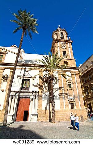 Church of Santiago in the Plaza de la Catedral. Cadiz. Andalucia. Spain. View Large Photo Image Stock Photo - Church of Santiago in the Plaza de la Catedral. Cadiz. Andalucia. Spain.. Fotosearch