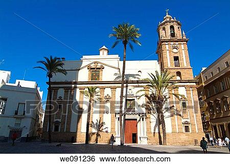 Church of Santiago in the Plaza de la Catedral. Cadiz. Andalucia. Spain. View Large Photo Image Stock Photograph - Church of Santiago in the Plaza de la Catedral. Cadiz. Andalucia. Spain.. Fotosearch