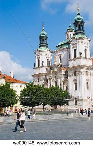 Stock Photo - Church of Sv Mikulas at Old Town Square in Prague Czech Republic Europe. Fotosearch