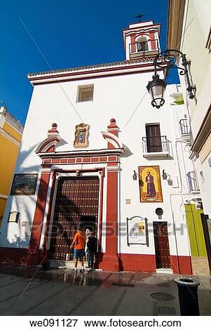 Stock Photo - Church of the Homeless in the Plaza de San Roque. Sanlucar de Barrameda. Cadiz. Andalucia. Spain.. Fotosearch