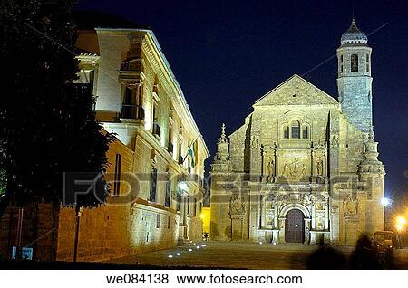Church of the Salvador (16th century) and Parador Nacional del Condestable Davalos in Plaza de Vazquez Molina at dusk, Ubeda. Jaen province, Andalucia, Spain View Large Photo Image Stock Photo - Church of the Salvador (16th century) and Parador Nacional del Condestable Davalos in Plaza de Vazquez Molina at dusk, Ubeda. Jaen province, Andalucia, Spain. Fotosearch