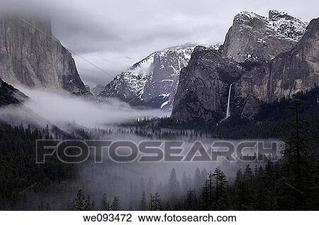 Clearing winter storm with clouds and fog in Yosemite Valley from Tunnel View View Large Photo Image Stock Image - Clearing winter storm with clouds and fog in Yosemite Valley from Tunnel View. Fotosearch