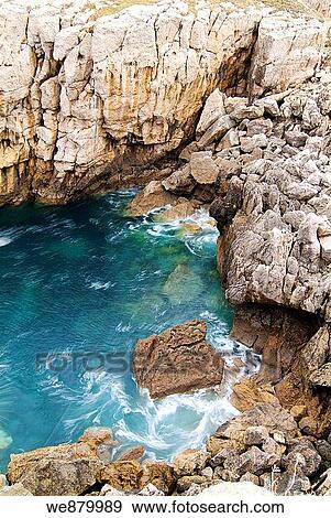 Stock Photo - Cliffs, Suances, Cantabria, Spain. Fotosearch
