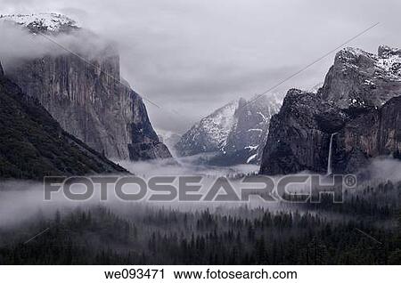 Clouds and fog in Yosemite Valley after a winter storm from Tunnel View View Large Photo Image Stock Image - Clouds and fog in Yosemite Valley after a winter storm from Tunnel View. Fotosearch