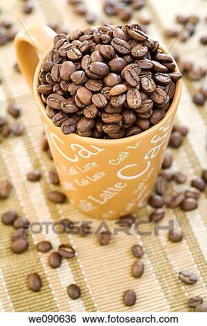 Coffee beans in mug View Large Photo Image Stock Photograph - Coffee beans in mug. Fotosearch