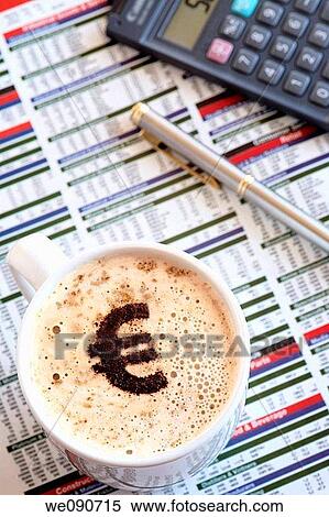 Coffee with Euro Sign View Large Photo Image Stock Photography - Coffee with Euro Sign. Fotosearch