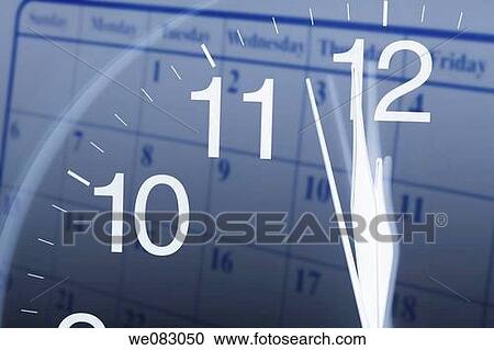 Stock Image - Composite of Clock Face and Calendar. Fotosearch