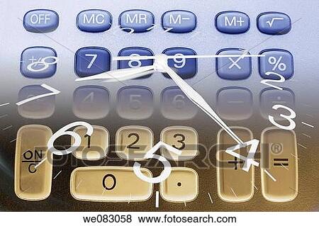 Stock Photo - Composite of Clock Hands and Calculator Keys. Fotosearch