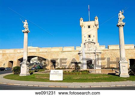 Constitution Square and walls of Cadiz. Cadiz. Andalucia. Spain. View Large Photo Image Stock Image - Constitution Square and walls of Cadiz. Cadiz. Andalucia. Spain.. Fotosearch