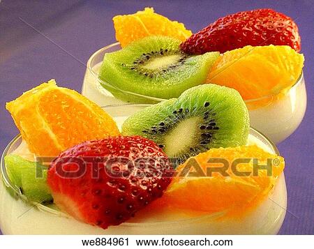 Cream yogurt with fresh fruit View Large Photo Image Stock Image - Cream yogurt with fresh fruit. Fotosearch