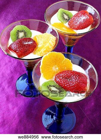 Cream yogurt with fresh fruit View Large Photo Image Stock Photograph - Cream yogurt with fresh fruit. Fotosearch