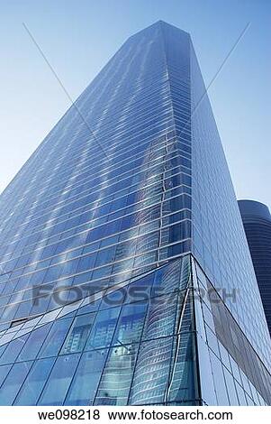 Cristal Tower, view from below. CTBA, Madrid, Spain. View Large Photo Image Stock Photo - Cristal Tower, view from below. CTBA, Madrid, Spain.. Fotosearch