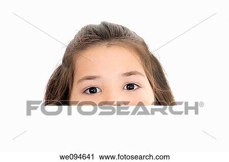 Stock Image - Cute Caucasian girl holding a blank sign. Fotosearch