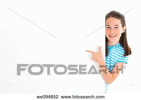 Cute Caucasian girl holding a blank sign View Large Photo Image Stock Image - Cute Caucasian girl holding a blank sign. Fotosearch