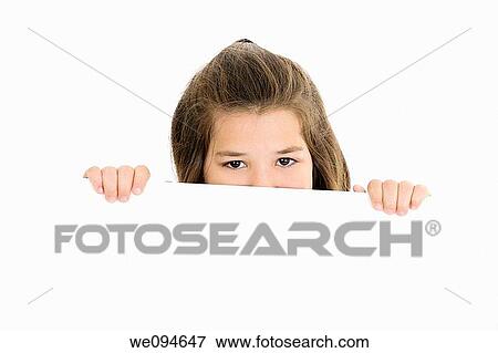 Cute Caucasian girl holding a blank sign View Large Photo Image Stock Photo - Cute Caucasian girl holding a blank sign. Fotosearch