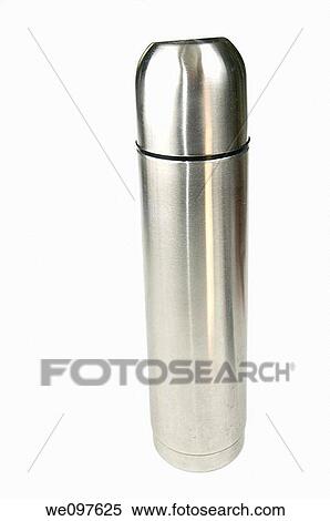 Cutout of a Thermal Flask in metal jacket on white background View Large Photo Image Stock Photography - Cutout of a Thermal Flask in metal jacket on white background. Fotosearch