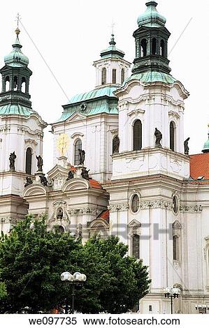 Czech republic, Prague, old town, Altst? dter ring, church St Niklas View Large Photo Image Stock Photography - Czech republic, Prague, old town, Altst? dter ring, church St Niklas. Fotosearch