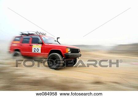 Stock Photo - December 2008, China's Luoyang City, Henan Province, cross-country race jeep. Fotosearch