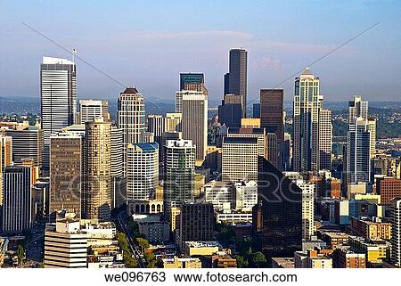 Downtown Seattle from Space Needle, Washinton, USA View Large Photo Image Stock Image - Downtown Seattle from Space Needle, Washinton, USA. Fotosearch