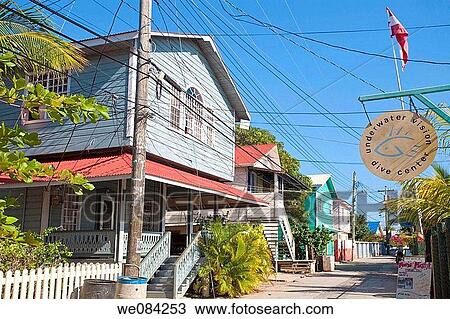 East harbour town, Utila, Bay Islands, Honduras View Large Photo Image Stock Image - East harbour town, Utila, Bay Islands, Honduras. Fotosearch