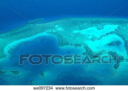 Picture - Egypt red sea aerial view of a turquoise lagoon between quoseir and hurgada. Fotosearch