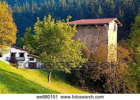 Etxaburu tower-house in Izurtza, Biscay, Basque Country, Spain View Large Photo Image Stock Image - Etxaburu tower-house in Izurtza, Biscay, Basque Country, Spain. Fotosearch