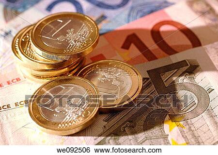 Euro coins on euro notes View Large Photo Image Stock Photograph - Euro coins on euro notes. Fotosearch