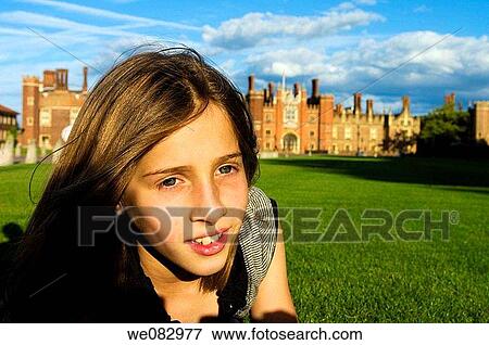 Europe, UK, england, london, hampton court girl portrait View Large Photo Image Stock Photo - Europe, UK, england, london, hampton court girl portrait. Fotosearch