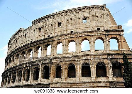 Stock Image - Exterior Detail Colosseum, Rome, Italy. Fotosearch