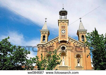 Facade of Neomudejar church, Ni±o Jes·s hospital. Madrid, Spain. View Large Photo Image Stock Photo - Facade of Neomudejar church, Ni±o Jes·s hospital. Madrid, Spain.. Fotosearch