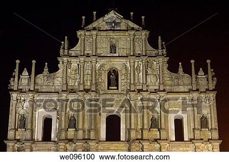 Facade of The Cathedral of St Pauls, Macau, China View Large Photo Image Stock Image - Facade of The Cathedral of St Pauls, Macau, China. Fotosearch