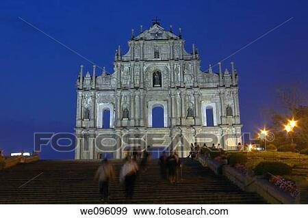 Facade of The Cathedral of St Pauls, Macau, China View Large Photo Image Stock Photo - Facade of The Cathedral of St Pauls, Macau, China. Fotosearch