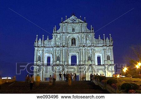 Facade of The Cathedral of St Pauls, Macau, China View Large Photo Image Stock Photograph - Facade of The Cathedral of St Pauls, Macau, China. Fotosearch