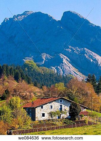 Farmhouse and Mt Untxillaitz (936 mts. ) Urkiola natural park. Vizcaya. Basque Country. Spain. View Large Photo Image Stock Photograph - Farmhouse and Mt Untxillaitz (936 mts. ) Urkiola natural park. Vizcaya. Basque Country. Spain.. Fotosearch