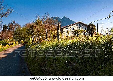 Farmhouse and Mt Untxillaitz (936 mts. ) Urkiola natural park. Vizcaya. Basque Country. Spain. View Large Photo Image Stock Photography - Farmhouse and Mt Untxillaitz (936 mts. ) Urkiola natural park. Vizcaya. Basque Country. Spain.. Fotosearch