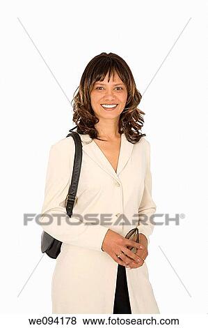 Female African American businesswoman standing on white background View Large Photo Image Stock Photo - Female African American businesswoman standing on white background. Fotosearch