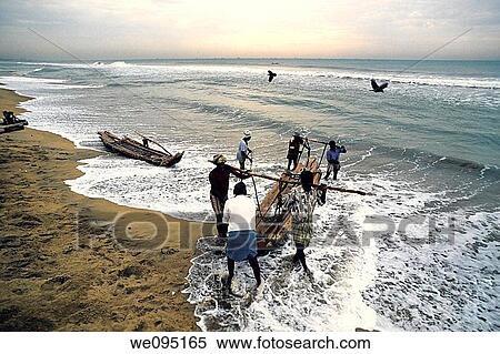 Fishermen at work - Marina Beach, Bay of Bengal, Chennai, Madras, Tamil Nadu View Large Photo Image Stock Photography - Fishermen at work - Marina Beach, Bay of Bengal, Chennai, Madras, Tamil Nadu. Fotosearch