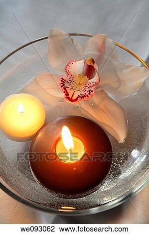 Stock Image - floating candles. Fotosearch
