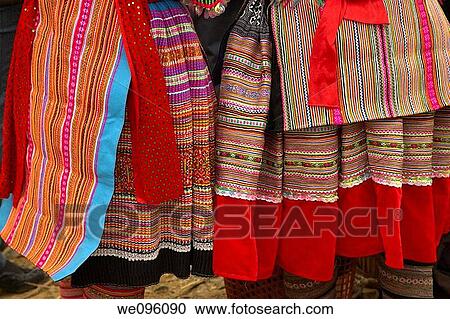 Stock Image - Flower Hmong Hill Tribe Women, Bac Ha Market, Vietnam. Fotosearch