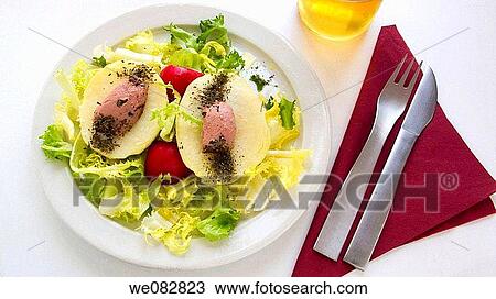 Foie pepper on a bed of potato salad and herbs View Large Photo Image Stock Image - Foie pepper on a bed of potato salad and herbs. Fotosearch